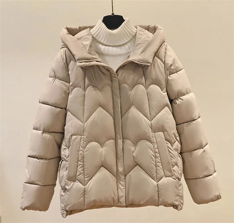 2025 New Style Korean Fashion Winter Jacket Short Down Bread Service Woman Snow Wear Puffer Coats Loose Warm Parkas Hooded Outwe