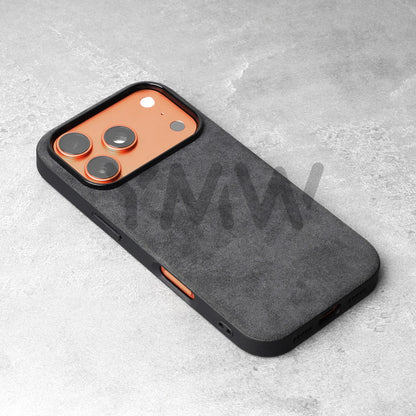 for ALCANTARA Case for iPhone 18 17 16 15 Pro Max Supercar Same Suede Leather Compatible with MagSafe Business Luxury Cover