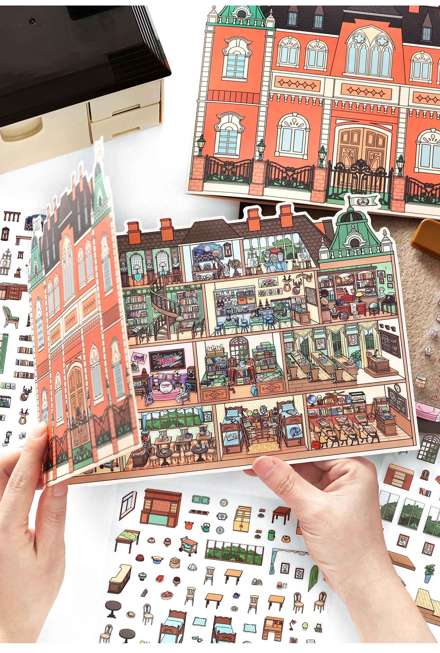 Kawaii College of Fine Arts 3D Candy Apartment Landscape Sticker  DIY Pocket Cabin Scene festival gift