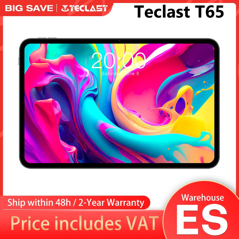 Teclast T65 Android 16 Tablet 13.4 inches 120Hz Max. 26GB RAM 256GB ROM T7280 8 cores 1920x1200 4G LTE 13MP + 5MP 10000mAh