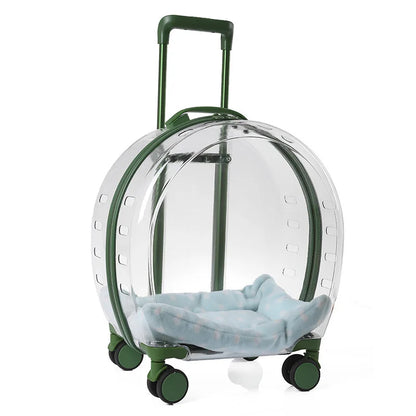 2026 Large Capacity Pet Suitcase for Two Cats Dogs Breathable Clear Wheel Portable Carry-on Luggage Pet Travel Bag