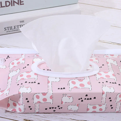 Cute EVA Baby Wet Wipe Pouch Wipes Holder Case Flip Cover Snap-Strap Reusable Refillable Wet Wipe Bag Outdoor Home Tissue Box