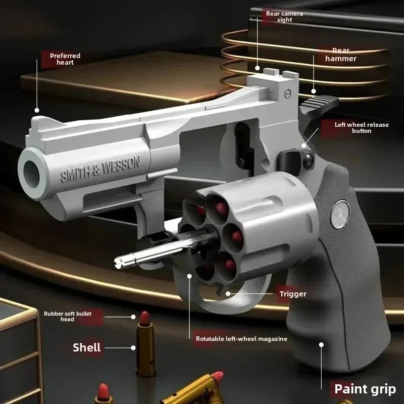 Continuous Firing ZP5 357 Revolver Launcher Pistol Soft Dart Bullet Toy Gun for Kids Adults CS Outdoor Battle Game Play