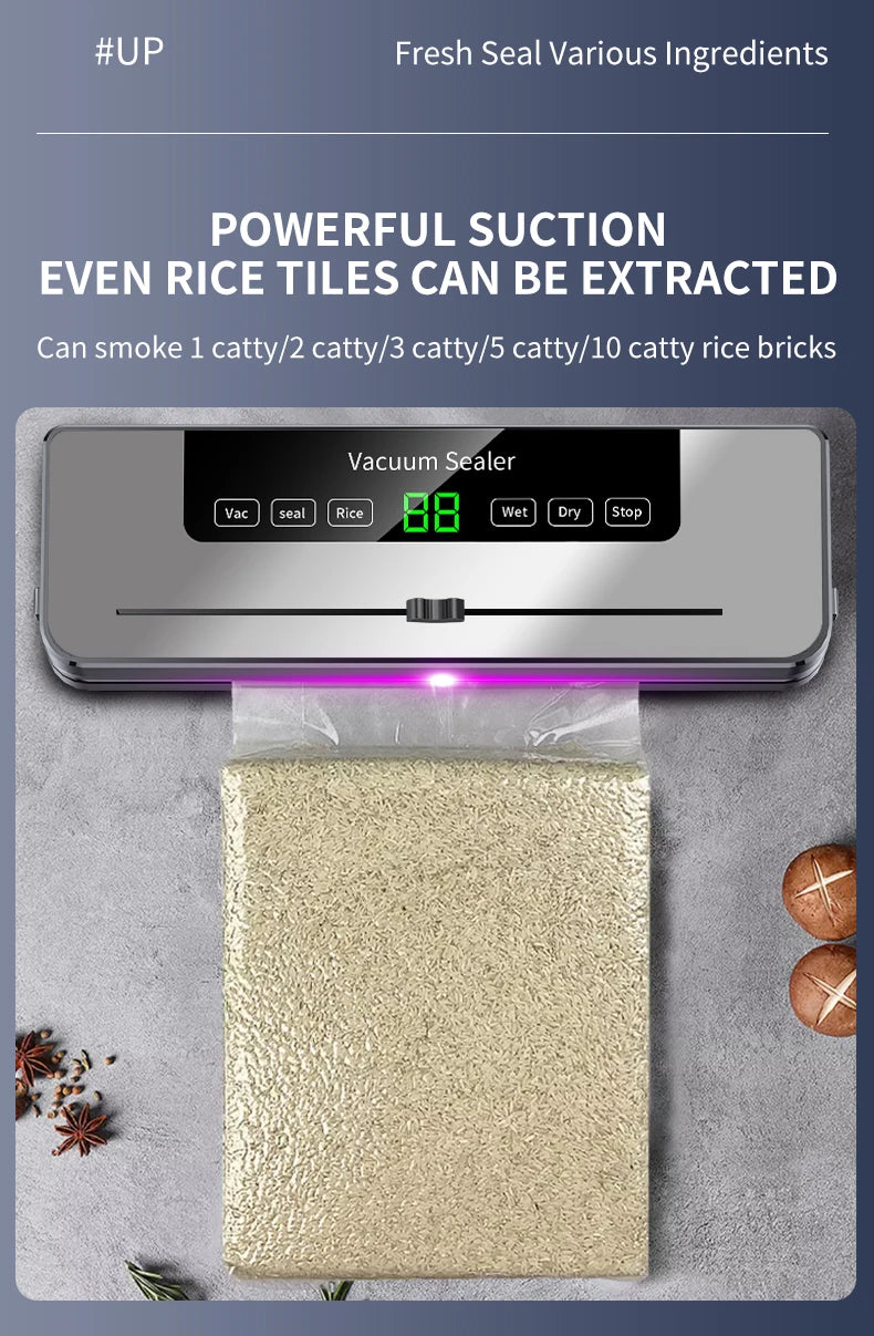 Electric Vacuum Sealer Machine Dry/Wet Food Packaging Vacuum Sealing Bags Food Storage Vacuum Packaging Machine for Kitchen