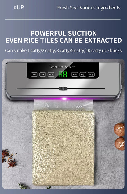 Electric Vacuum Sealer Machine Dry/Wet Food Packaging Vacuum Sealing Bags Food Storage Vacuum Packaging Machine for Kitchen