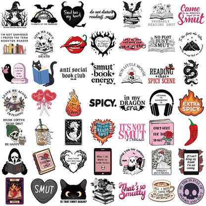 10/50/100pcs Mix Kawaii Smut Bookish Dark Romance Reading Book Stickers Aesthetic DIY Scrapbooking Notebook Laptop Phone Sticker