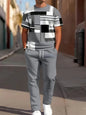 3D Navy Anchor Pattern Men's Set Summer Crew Neck Short Sleeve Shirt With Casual Trousers Two-Piece Set Casual Men's Set