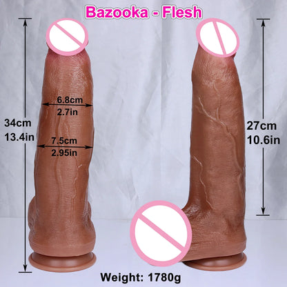 Huge Realistic Brown Giant Long Dildo Soft Silicone Vaginal Masturbators Penis Erotic Toy for Women Suction Cup Thick Glans Dick
