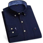 Men's Versatile Casual Checkered Oxford Cotton Shirts Single Pocket Long Sleeve Standard-fit Button Down Gingham Striped 7XL 6XL