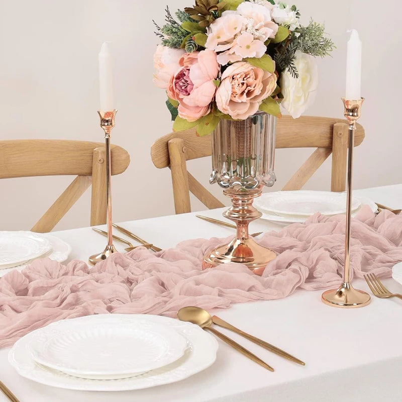 14 Colour Boho Gauze Sheer Cheese Cloth Gauze Table Runner Rustic Cloth Table Runner for Wedding Baby Birthday Party Decorations