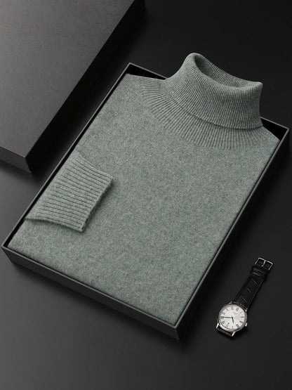 Men's Turtleneck 100% Cashmere Sweater Autumn Winter Basic Long Sleeve Pullover Cashmere Knitwear Soft Warm Comfy Clothing