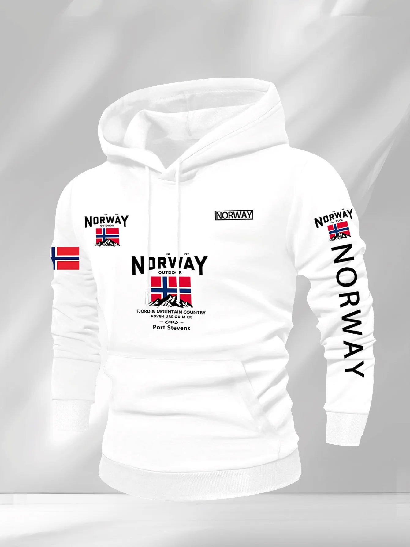 Norwegian Print Fashion Men Women Hooded Sweatshirt Autumn Winter Daily Outdoor Vacation Fitness Casual Loose Warm Sportswear