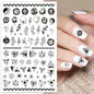 Black and White Love Flowers Line Art 3D Stickers Nail Decals Nail Art Accessories Butterfly Rose Nail Stickers Nail Sliders