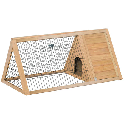 Large Rabbit cage Triangle 116x62.2x52.5 cm Metal Mesh Natural Wood with Doors for Small Animals Outdoor