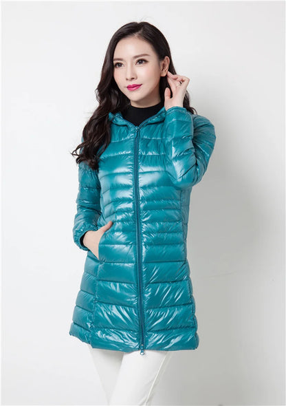Women Spring/Autumn Ultra Lightweight Quilted Jacket 2023 New Woman Water and Wind-Resistant Big Size women Hoodies coat