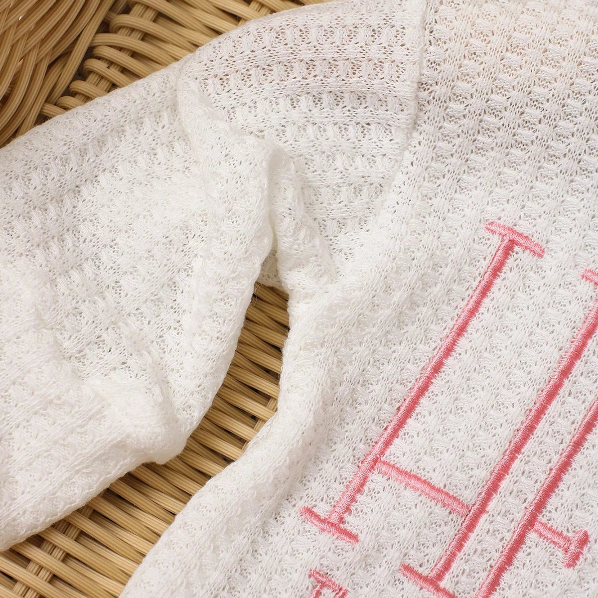 "Hello" Embroidery Newborn Photography Props Infant Romper Jumpsuit with Bow Hat Baby Coming Home Outfit Baby Photo Gift-HD