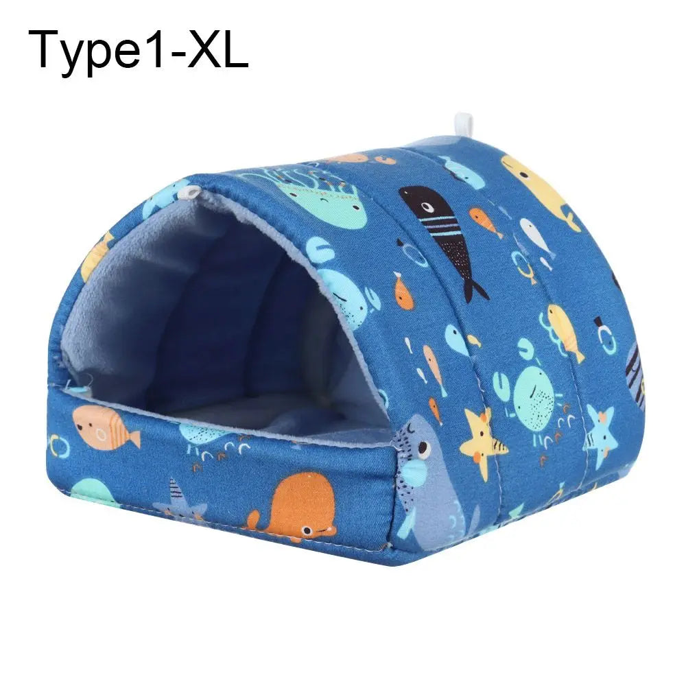 Soft Rabbit Colorful Squirrel Mini Cage Winter Hamster House Guinea Pig Nest Small Animal Sleeping Bed Warm Mat