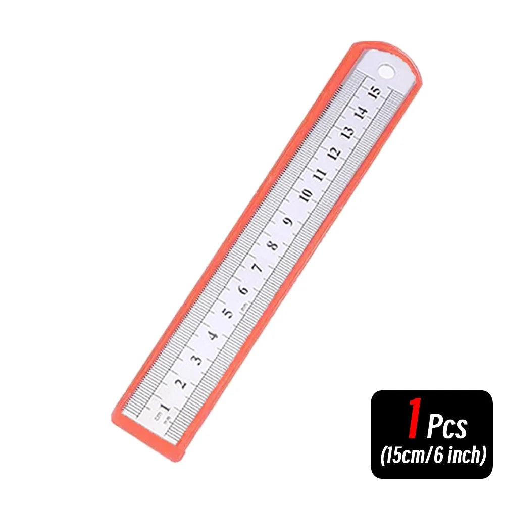10P 15-30cm Stainless Steel Metal Straight Ruler Precision Double Sided Precision Measuring Tool Scale Metric Ruler Accessories