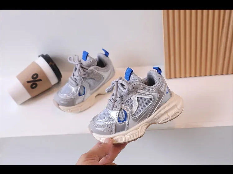 Kids Casual Running Shoes with Thick Soles Boys Girls Fashion Versatile Sports Shoes 2024 New Children Mesh Breathable Sneakers