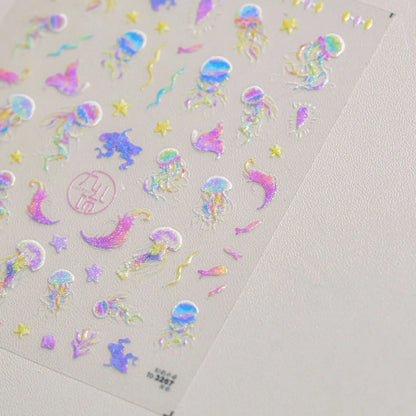 Shiny Blowing Bubble Nail Decorations Stickers 5D Shell Light Love Cat Bubble Transfer Slider Sticker DIY Summer Manicure Decals