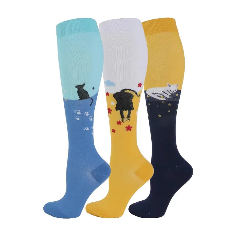 58 Styles 3 Pairs/Pack Compression Socks Knee High 30MmHg  Women Men Sports Socks Edema Diabetes Varicose Veins Running Socks