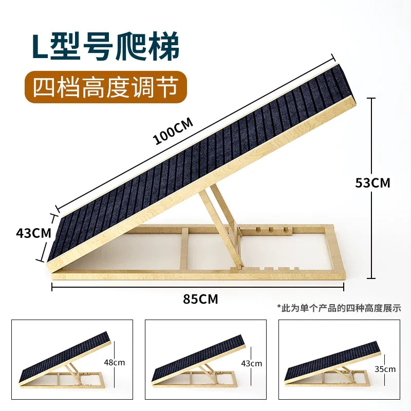 Solid Wood Dog Ramp for Bed Couch Non Slip Pet Stairs Senior Small Dogs Cat Climbing Ladder Gentle Slope Elderly Pets Indoor