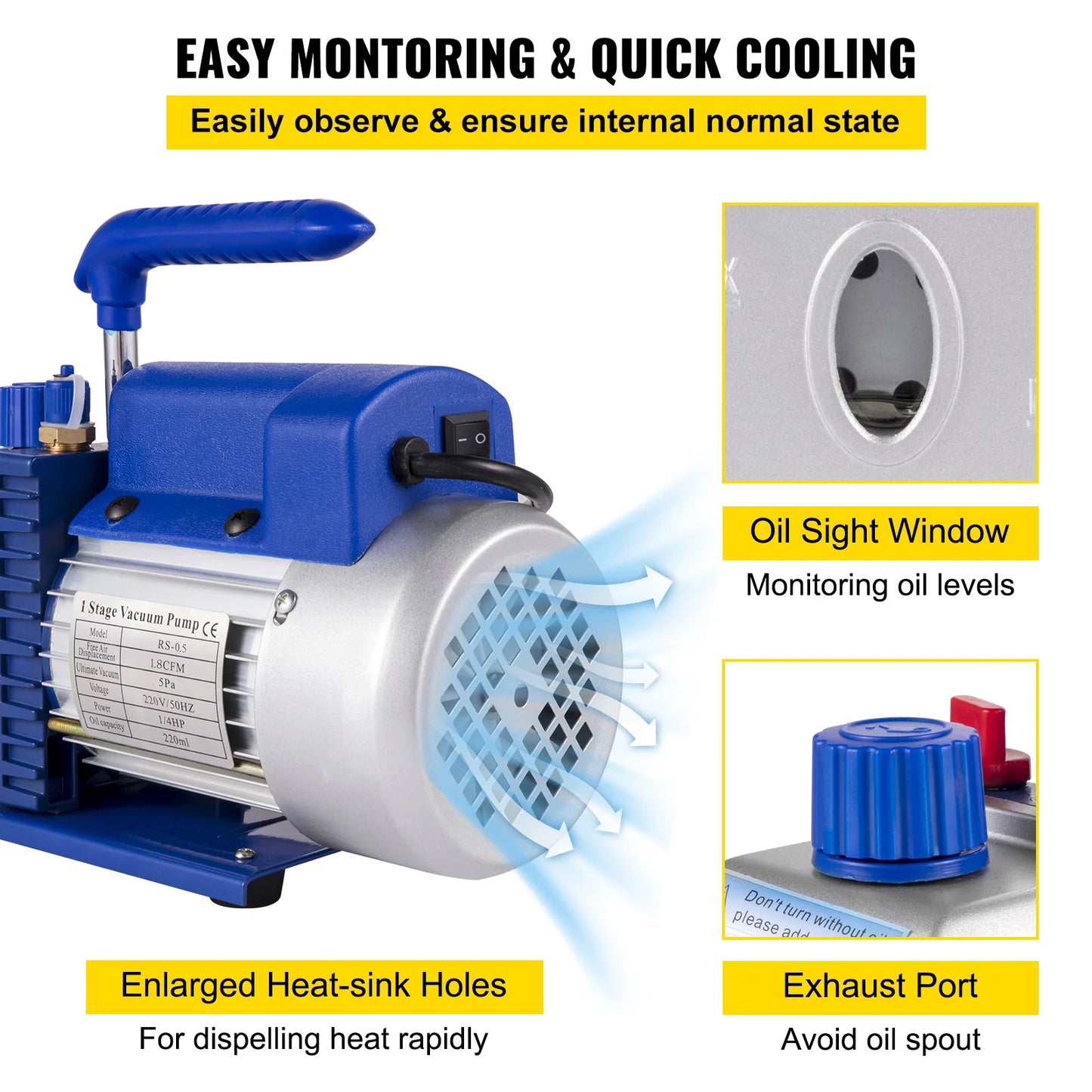 SucceBuy 1.8 CFM - 4.8 CFM Refrigerant Vacuum Pump Kits HVAC 1/3HP 1/4 HP with Manifold Gauge for Household Air Conditioning