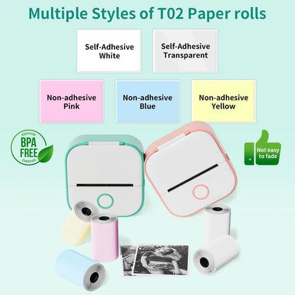 Phomemo Self-adhesive Sticker Paper for T02/M02X Portable Printer Thermam Paper Label Sticky DIY Photo Text Study Notes Printing