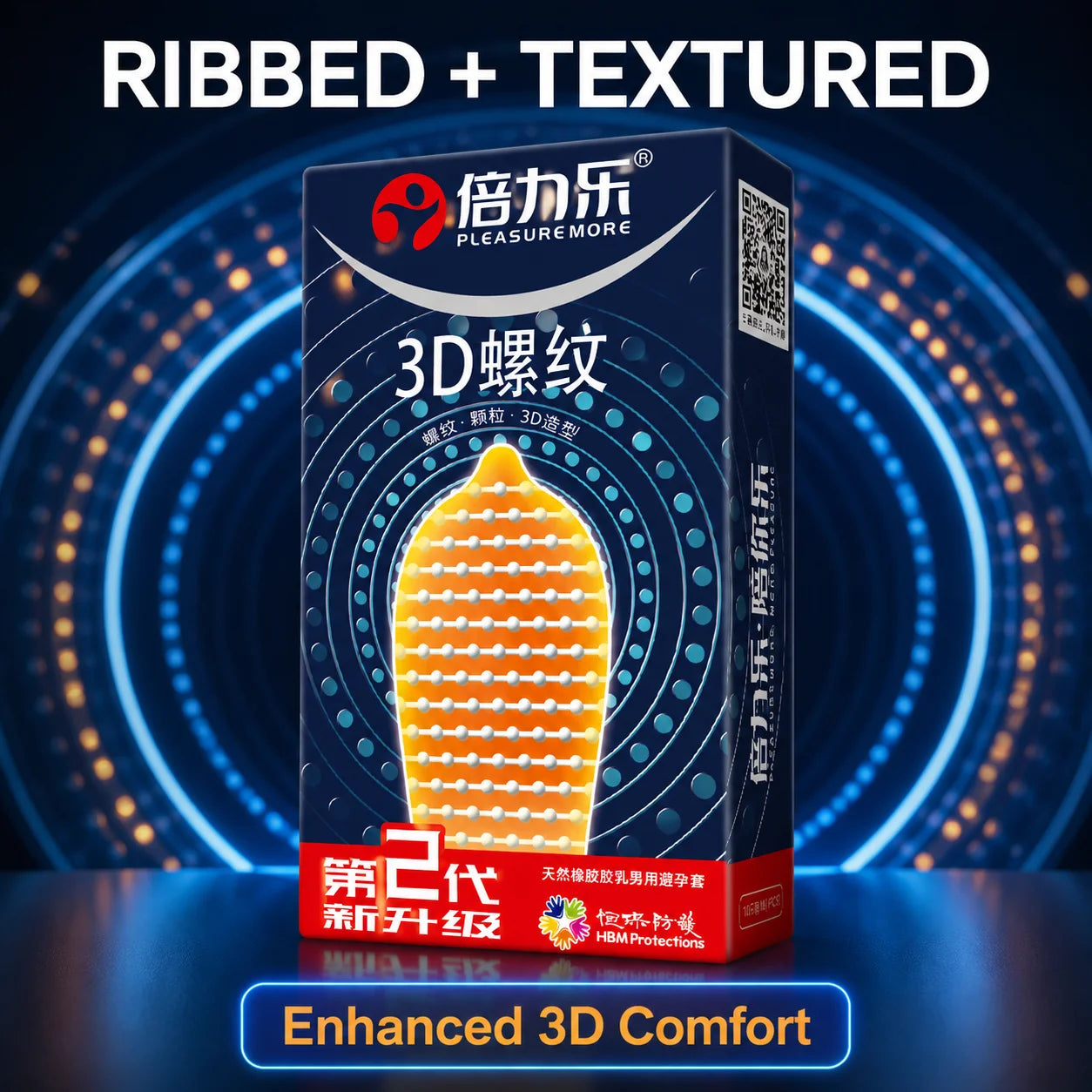3D Ribbed Condoms 10pcs-50pcs Textured Studded Natural Latex Lubricated Men Extra Stimulation Smooth Silky Wet Sensation Beilile