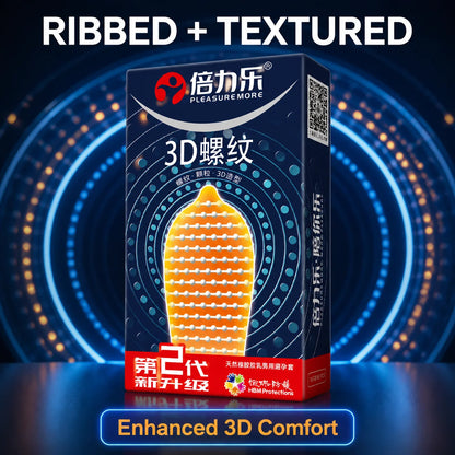 3D Ribbed Condoms 10pcs-50pcs Textured Studded Natural Latex Lubricated Men Extra Stimulation Smooth Silky Wet Sensation Beilile