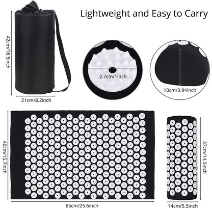 Acupressure Mat Sensi Massage Mat Pillow Set  applicator for Neck Foot Yoga Mat with Needle Back Cushion