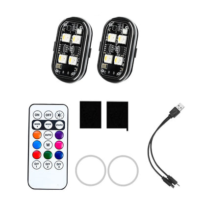 1-8pcs Wireless LED Strobe Lights Car Decor Atmosphere Light 8 Colors Rechargeable Led Lights Anti-Collision LED Warning Light