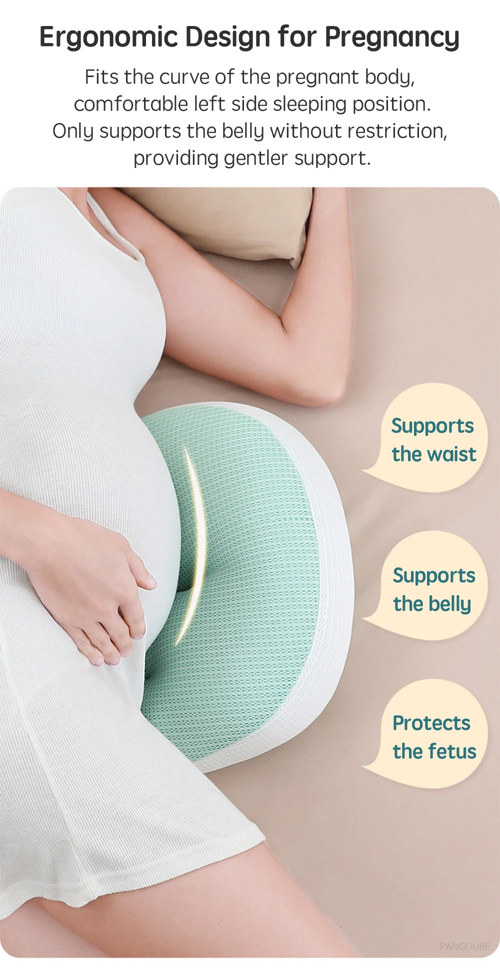 PANGDUBE Pregnancy Pillow U-shaped Waist Pillows Cotton Maternity Pillow Women Sleeping Body Pillow Care for Pregnancy Cushion