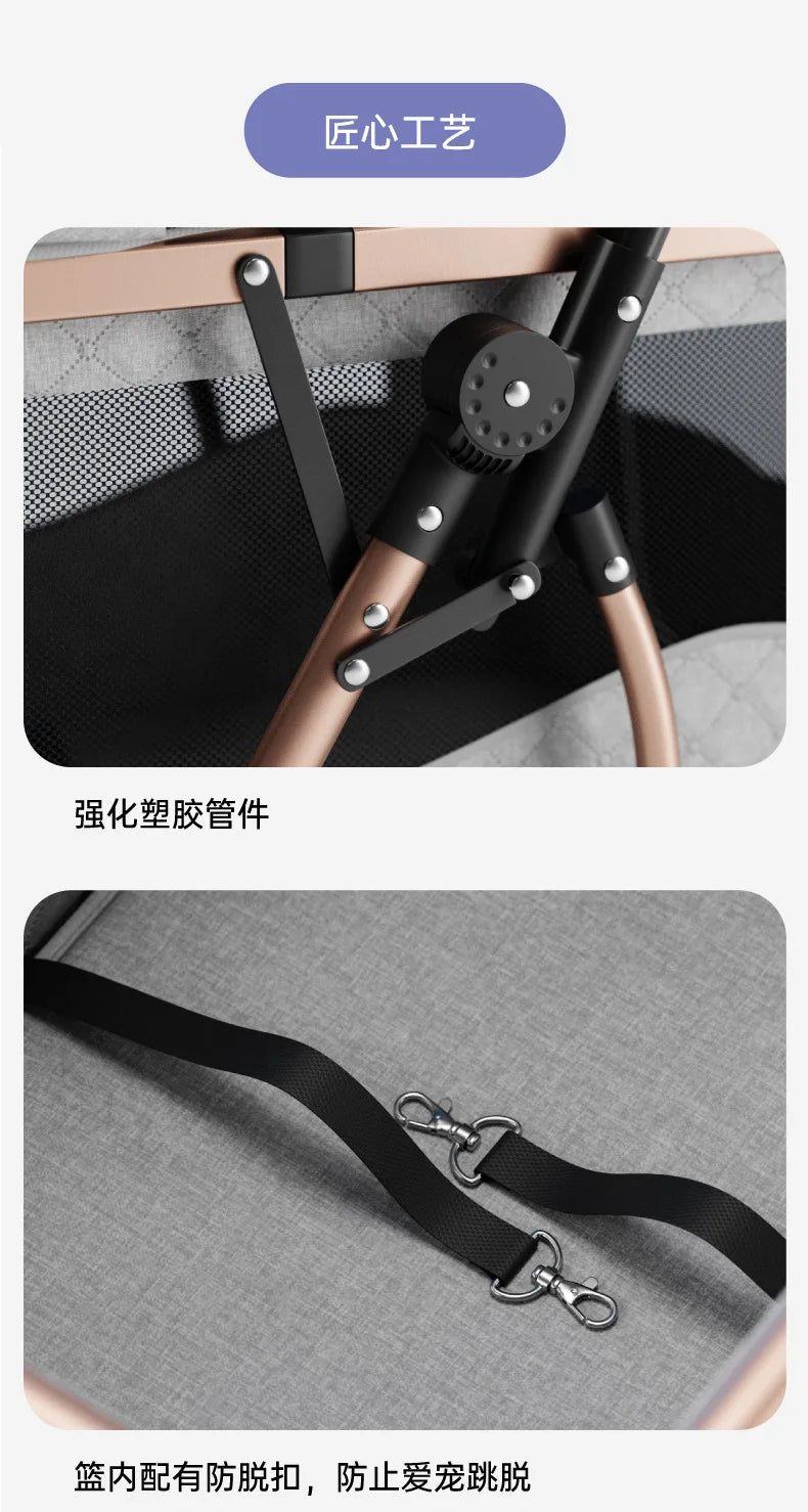 Foldable Large Giant Dog Stroller Lightweight Portable Multi Cat Pet Carrier for Senior Dogs Outdoor Travel