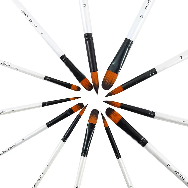 BOMEIJIA Paint Brushes Set Round Flat Angle Filbert Arylic Watercolor Oil Gouache Brush