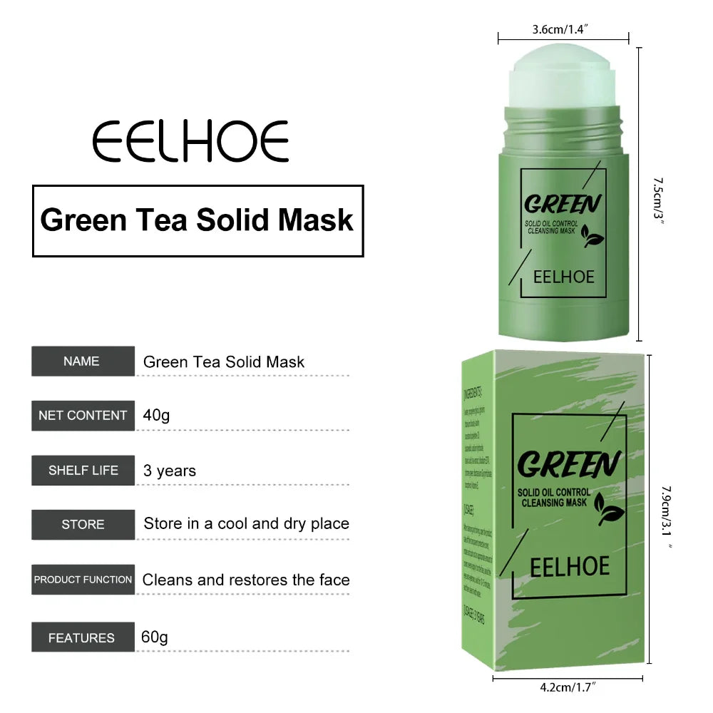 1~5PCS Green Tea Clay Stick For Face Green Mask Stick Smear Acne Shrink Blackhead Green Tea Extract Facial Mask Pore Cleansing