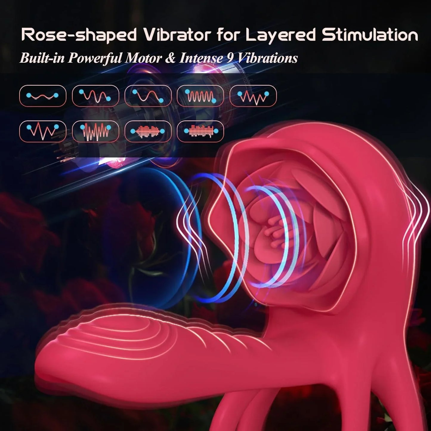 Rose Cock Ring Vibrator G Spot Nipple Clitoral Stimulator Male Penisring Delay Ejaculation Sex Toys for Couple 18+