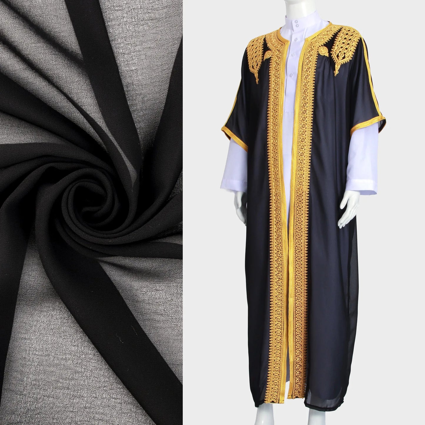 Eid Men Robe Jubba Thobe Open Abaya Dishdasha Islamic Embroidery Cardigan Abayas Dubai Male Muslim Prayer Kaftan Ramadan Morocco