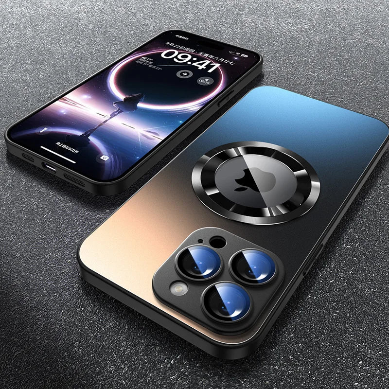 Tempered Glass Matte Magnetic For Magsafe Wireless Charging Case For iPhone 16 15 14 Pro Max Shockproof Soft Hard Bumper Cover