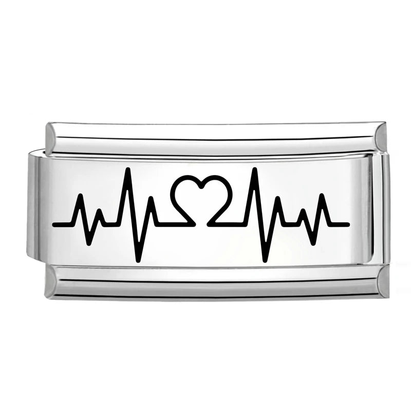Laser Engraving Piano Heart Star Wings NO.7 Lips Italian Charm Links Fit 9mm Bracelet Stainless Steel Men Women DIY Making Gifts