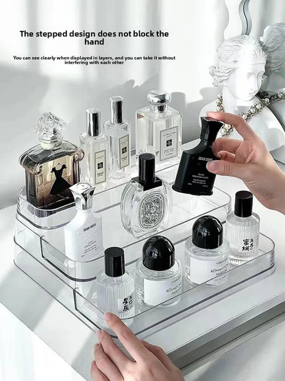 Luxurious Multi-Layer Acrylic Cosmetic Storage Box Display Stand Transparent Desktop Perfume Organizer Jewelry Accessories Holde