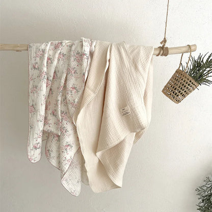 Baby Blanket Floral Soft Cotton Muslin Newborn Swaddle Wrap Receiving Blanket Quick Dry Bath Towel Baby Stroller Cover