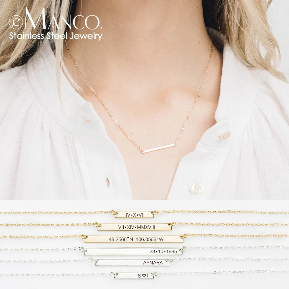 EManco Name Sentence Letter Necklace Women's Stainless Steel Necklaces Customized Initial Pendant Factory Direct