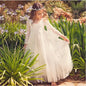 Kids Clothes White Lace Girls Full Sleeve Princess Dress Wedding Fancy Girl Long Dresses Elegant Evening Party Ball Gown 2 to 14