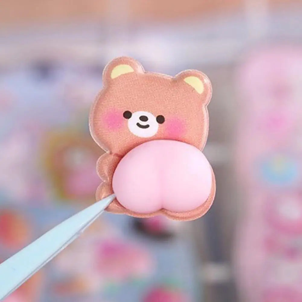 Kawaii Cartoon Soft Cute Little Rabbit 3D Pinching Relaxing Butt Stickers Cute DIY Mobile Book Decoration Stickers Festival Gift