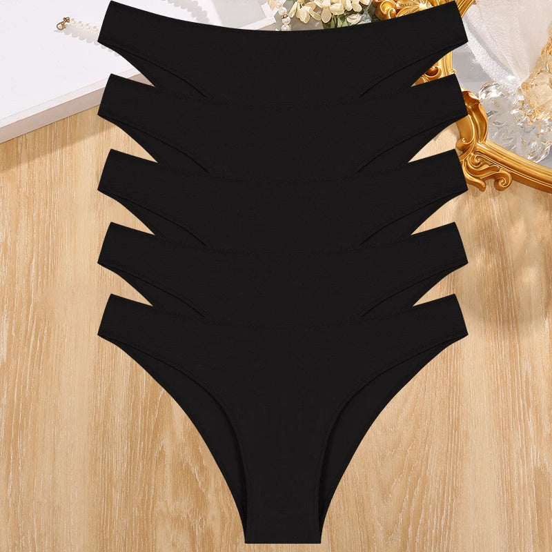 5PCS/Set Cotton Women's Panties Female Underwear Sexy Briefs Lingerie Smooth Comfortable Underpants Solid Color Pantys M-XXL