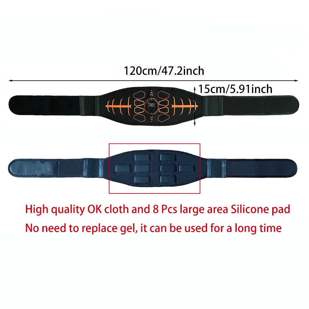 Muscle Toner Smart Abdominal Toning Belt EMS Muscle Stimulator Ab Trainer USB Charge Body Massager Weight Loss Fitness Equipment