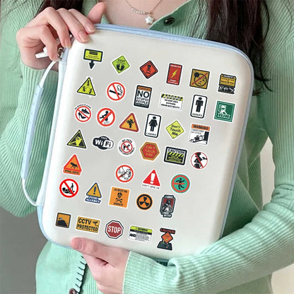 50PCS Funny Warning Sign Stickers Waterproof Vinyl Decals for Laptop Water Bottle,Sign Stickers Decoration Supplies Classic Toys