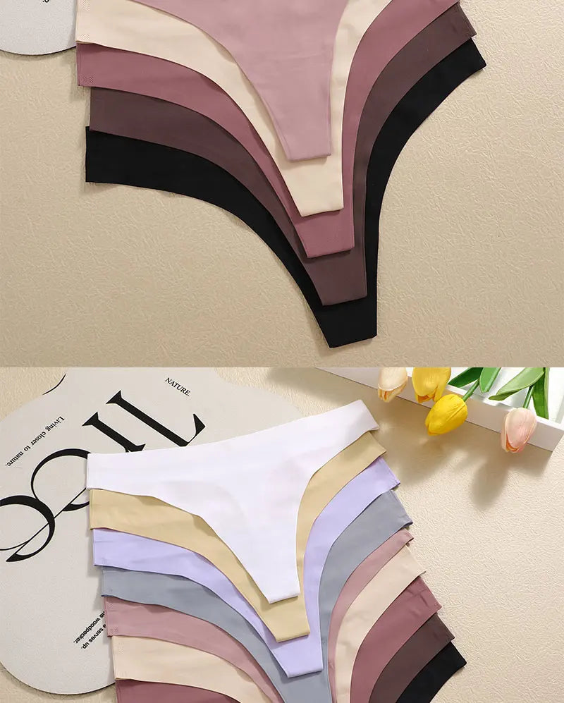 3PCS/SET Sexy G-String Underwear Breathable Female T-back Intimate Lingerie Seamless Low Waist Underpants Lady Bikini Panty S-XL