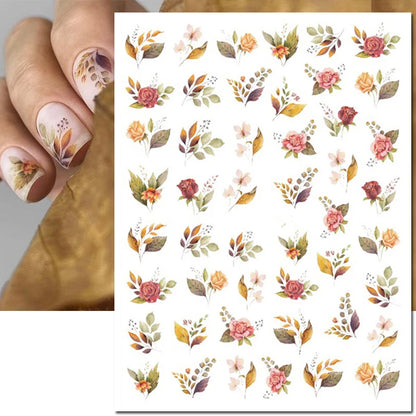 3d Nail Art Decals Elegant White RoyalBlue Roses Flowers Adhesive Sliders Nail Stickers Decoration For Nail Manicure